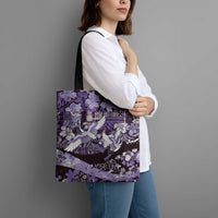 Japanese Hawaiian Crane Tote Bag Purple Tapa Patchwork Pattern LT9 - Polynesian Pride