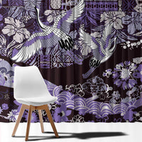 Japanese Hawaiian Crane Window Curtain Purple Tapa Patchwork Pattern LT9 - Polynesian Pride
