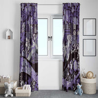 Japanese Hawaiian Crane Window Curtain Purple Tapa Patchwork Pattern LT9 - Polynesian Pride