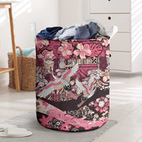 Japanese Hawaiian Crane Laundry Basket Soft Pink Tapa Patchwork Pattern LT9 Pink - Polynesian Pride