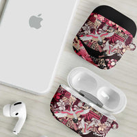 Japanese Hawaiian Crane AirPods Case Soft Pink Tapa Patchwork Pattern