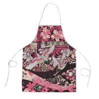 Japanese Hawaiian Crane Apron Soft Pink Tapa Patchwork Pattern LT9 Pink - Polynesian Pride