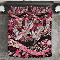 Japanese Hawaiian Crane Bedding Set Soft Pink Tapa Patchwork Pattern LT9 Pink - Polynesian Pride