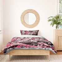 Japanese Hawaiian Crane Bedding Set Soft Pink Tapa Patchwork Pattern LT9 - Polynesian Pride