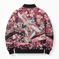 Japanese Hawaiian Crane Bomber Puffer Jacket Soft Pink Tapa Patchwork Pattern LT9 - Polynesian Pride
