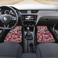 Japanese Hawaiian Crane Car Mats Soft Pink Tapa Patchwork Pattern LT9 Set 2pcs - Front Pink - Polynesian Pride
