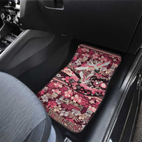 Japanese Hawaiian Crane Car Mats Soft Pink Tapa Patchwork Pattern LT9 - Polynesian Pride