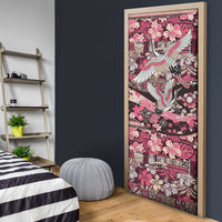 Japanese Hawaiian Crane Door Cover Soft Pink Tapa Patchwork Pattern LT9 - Polynesian Pride
