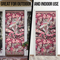 Japanese Hawaiian Crane Door Cover Soft Pink Tapa Patchwork Pattern LT9 - Polynesian Pride