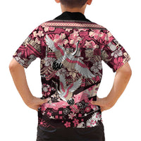 Japanese Hawaiian Crane Family Matching Tank Maxi Dress and Hawaiian Shirt Soft Pink Tapa Patchwork Pattern LT9 - Polynesian Pride