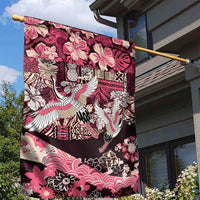 Japanese Hawaiian Crane Garden Flag Soft Pink Tapa Patchwork Pattern LT9 - Polynesian Pride