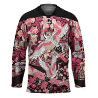 Japanese Hawaiian Crane Hockey Jersey Soft Pink Tapa Patchwork Pattern LT9 Unisex Pink - Polynesian Pride