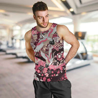 Japanese Hawaiian Crane Men Tank Top Soft Pink Tapa Patchwork Pattern LT9 Pink - Polynesian Pride