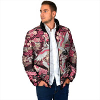 Japanese Hawaiian Crane Padded Jacket Soft Pink Tapa Patchwork Pattern LT9 - Polynesian Pride
