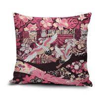 Japanese Hawaiian Crane Pillow Cover Soft Pink Tapa Patchwork Pattern LT9 Pink - Polynesian Pride