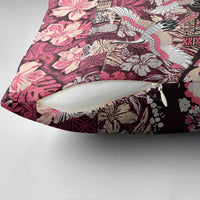 Japanese Hawaiian Crane Pillow Cover Soft Pink Tapa Patchwork Pattern LT9 - Polynesian Pride