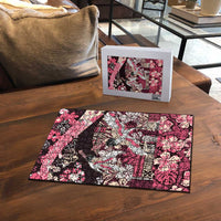 Japanese Hawaiian Crane Puzzle Soft Pink Tapa Patchwork Pattern LT9 - Polynesian Pride