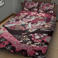 Japanese Hawaiian Crane Quilt Bed Set Soft Pink Tapa Patchwork Pattern LT9 - Polynesian Pride