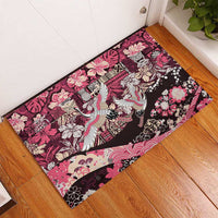 Japanese Hawaiian Crane Rubber Doormat Soft Pink Tapa Patchwork Pattern LT9 - Polynesian Pride