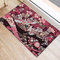 Japanese Hawaiian Crane Rubber Doormat Soft Pink Tapa Patchwork Pattern LT9 - Polynesian Pride