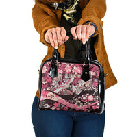 Japanese Hawaiian Crane Shoulder Handbag Soft Pink Tapa Patchwork Pattern LT9 One Size Pink - Polynesian Pride