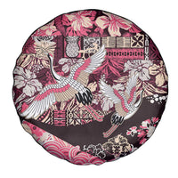 Japanese Hawaiian Crane Spare Tire Cover Soft Pink Tapa Patchwork Pattern LT9 - Polynesian Pride