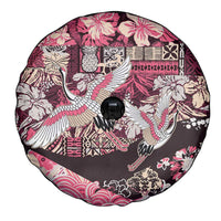 Japanese Hawaiian Crane Spare Tire Cover Soft Pink Tapa Patchwork Pattern LT9 - Polynesian Pride