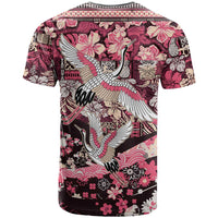 Japanese Hawaiian Crane T Shirt Soft Pink Tapa Patchwork Pattern LT9 - Polynesian Pride