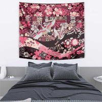 Japanese Hawaiian Crane Tapestry Soft Pink Tapa Patchwork Pattern LT9 - Polynesian Pride