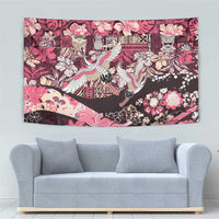 Japanese Hawaiian Crane Tapestry Soft Pink Tapa Patchwork Pattern LT9 - Polynesian Pride