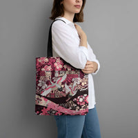 Japanese Hawaiian Crane Tote Bag Soft Pink Tapa Patchwork Pattern LT9 - Polynesian Pride