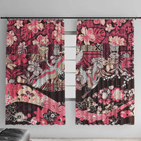 Japanese Hawaiian Crane Window Curtain Soft Pink Tapa Patchwork Pattern LT9 With Hooks Pink - Polynesian Pride