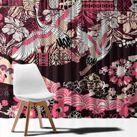 Japanese Hawaiian Crane Window Curtain Soft Pink Tapa Patchwork Pattern LT9 - Polynesian Pride