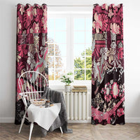 Japanese Hawaiian Crane Window Curtain Soft Pink Tapa Patchwork Pattern LT9 - Polynesian Pride