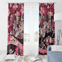 Japanese Hawaiian Crane Window Curtain Soft Pink Tapa Patchwork Pattern LT9 - Polynesian Pride