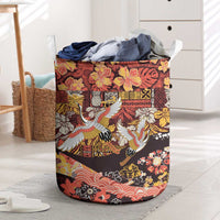 Japanese Hawaiian Crane Laundry Basket Yellow Ochre Tapa Patchwork Pattern LT9 Yellow - Polynesian Pride