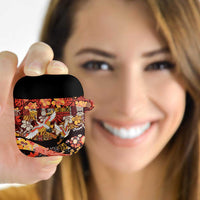 Japanese Hawaiian Crane AirPods Case Yellow Ochre Tapa Patchwork Pattern LT9 - Polynesian Pride
