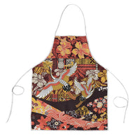 Japanese Hawaiian Crane Apron Yellow Ochre Tapa Patchwork Pattern LT9 Yellow - Polynesian Pride