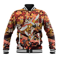 Japanese Hawaiian Crane Baseball Jacket Yellow Ochre Tapa Patchwork Pattern LT9 Unisex Yellow - Polynesian Pride