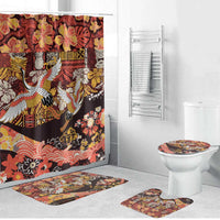 Japanese Hawaiian Crane Bathroom Set Yellow Ochre Tapa Patchwork Pattern LT9 Bathroom Set (4 pcs) Yellow - Polynesian Pride