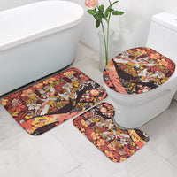 Japanese Hawaiian Crane Bathroom Set Yellow Ochre Tapa Patchwork Pattern LT9 - Polynesian Pride