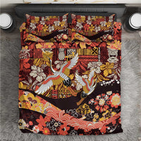 Japanese Hawaiian Crane Bedding Set Yellow Ochre Tapa Patchwork Pattern LT9 Yellow - Polynesian Pride