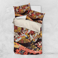 Japanese Hawaiian Crane Bedding Set Yellow Ochre Tapa Patchwork Pattern LT9 US Twin 172cm x 218cm Yellow - Polynesian Pride