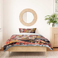Japanese Hawaiian Crane Bedding Set Yellow Ochre Tapa Patchwork Pattern LT9 - Polynesian Pride