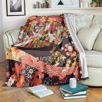 Japanese Hawaiian Crane Blanket Yellow Ochre Tapa Patchwork Pattern LT9 Yellow - Polynesian Pride