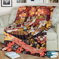 Japanese Hawaiian Crane Blanket Yellow Ochre Tapa Patchwork Pattern LT9 - Polynesian Pride