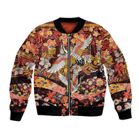 Japanese Hawaiian Crane Bomber Jacket Yellow Ochre Tapa Patchwork Pattern LT9 Unisex Yellow - Polynesian Pride