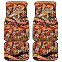 Japanese Hawaiian Crane Car Mats Yellow Ochre Tapa Patchwork Pattern LT9 - Polynesian Pride