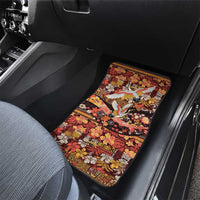 Japanese Hawaiian Crane Car Mats Yellow Ochre Tapa Patchwork Pattern LT9 - Polynesian Pride