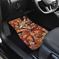 Japanese Hawaiian Crane Car Mats Yellow Ochre Tapa Patchwork Pattern LT9 - Polynesian Pride